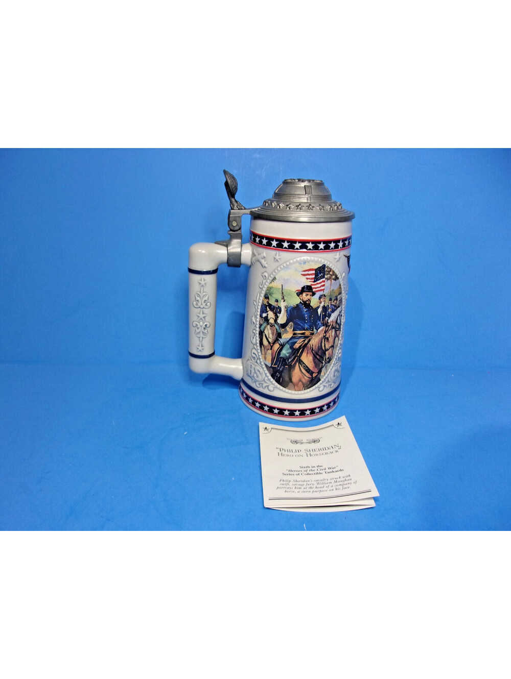 Longton Crown Heroes of the Civil War Tankard Stein PHILIP SHERIDAN with COA 6th
